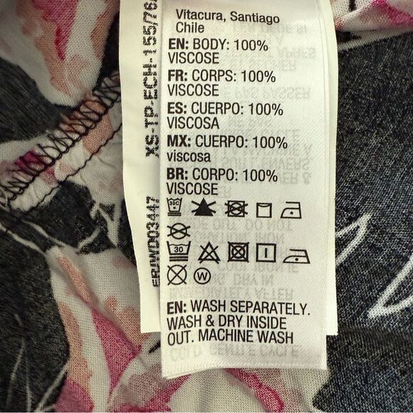 Roxy Black and Pink Floral Sundress with Ruffle Hem and Spaghetti Straps XS - Picture 7 of 12